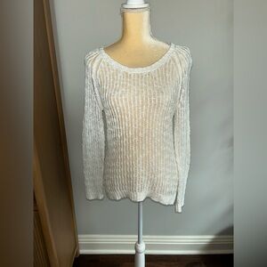 Eileen Fisher Lightweight Open-Knit White Women's Sweater Cotton Sz XS